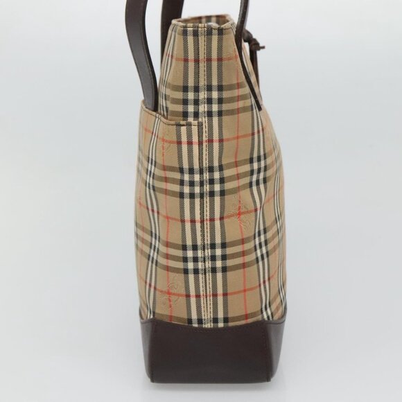 BURBERRY Nova Check Tote Bag Canvas Beige Gold Auth 121552 - Picture 6 of 16